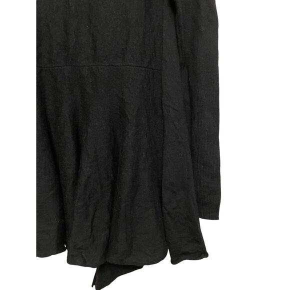 Eileen Fisher 100% Merino Wool Open Cardigan Sweater Size Small Black Boho Light - Picture 6 of 7